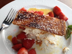 To-die-for dessert at Chez Michel. Okay; I'll admit, I took a bite or two before I thought to photograph it.